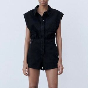 Zara Women’s Black Denim Romper